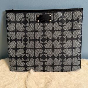 Kate Spade Adrianne Ace of Spade Pebbled Leather Tablet Pouch Clutch Bag